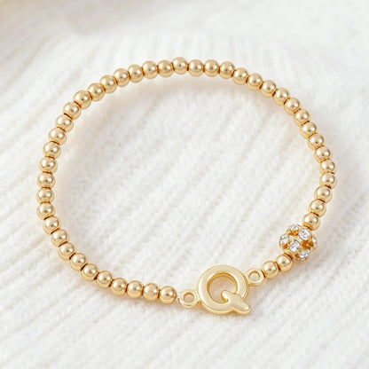 Crystal Initial Beaded Bracelet
