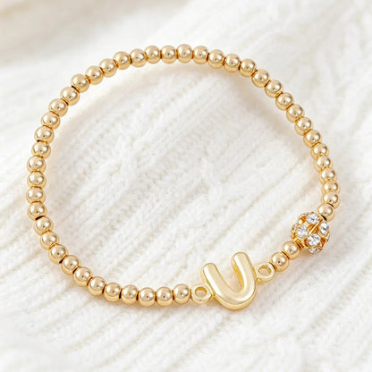 Crystal Initial Beaded Bracelet