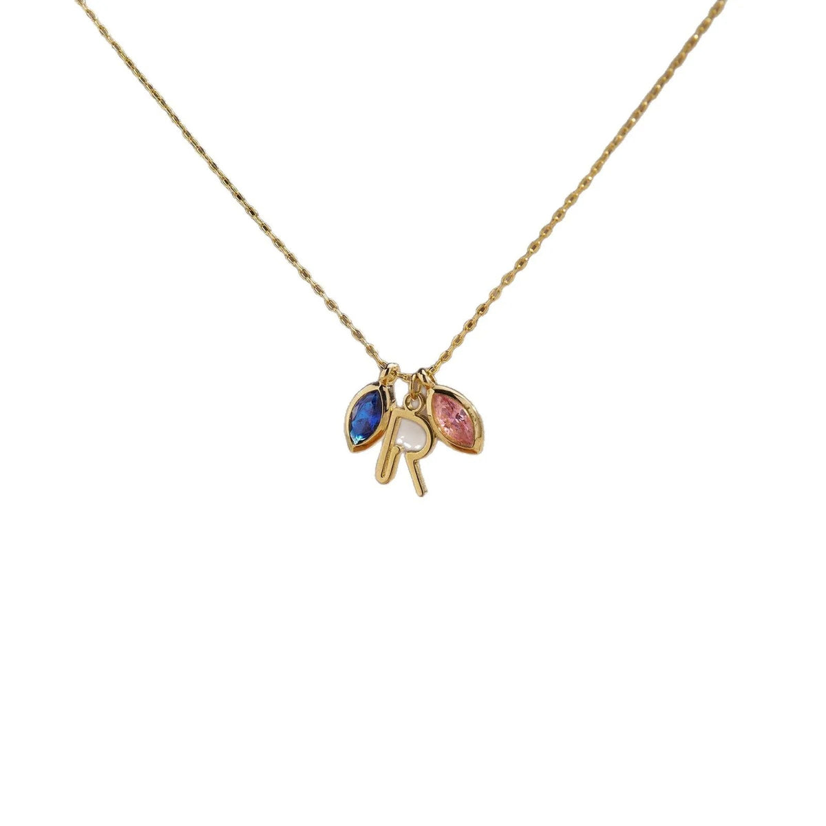 Marquise Stone Initial Necklace