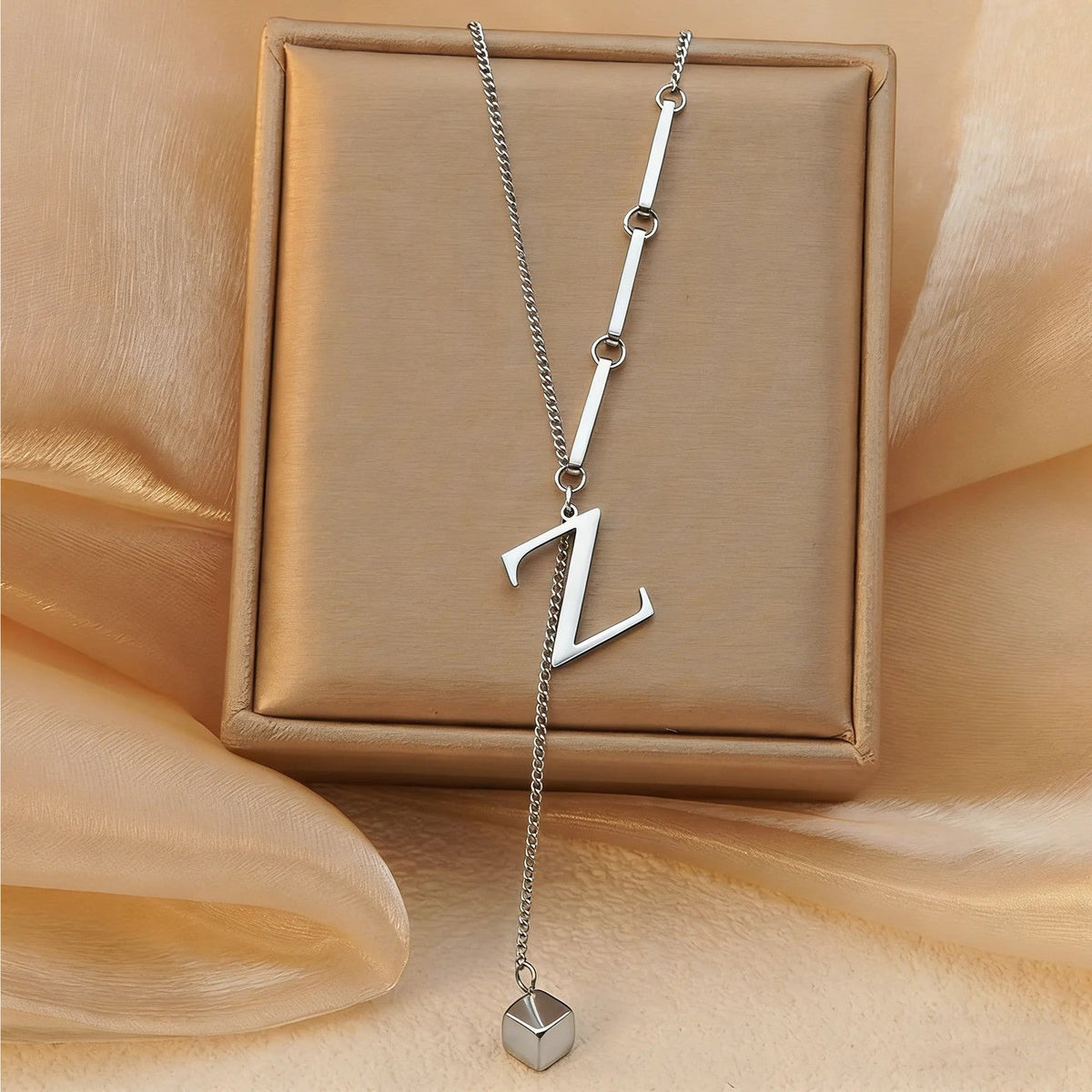 Geometric Initial Letter Necklace