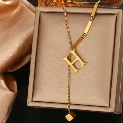 Geometric Initial Letter Necklace