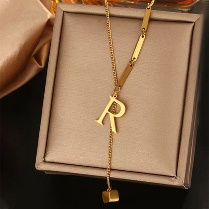 Geometric Initial Letter Necklace