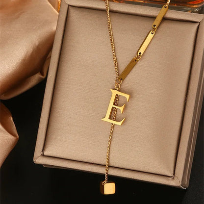 Geometric Initial Letter Necklace