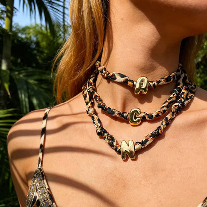 Leopard Initial Choker Necklace