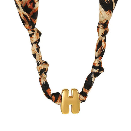 Leopard Initial Choker Necklace