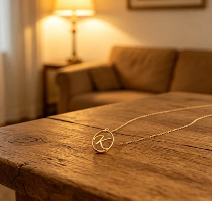 Oval Cursive Initial Necklace