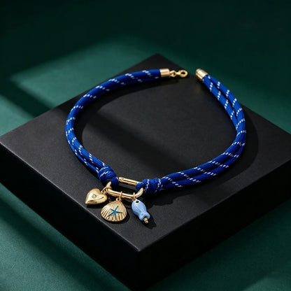 Blue Rope Starfish Charm Necklace