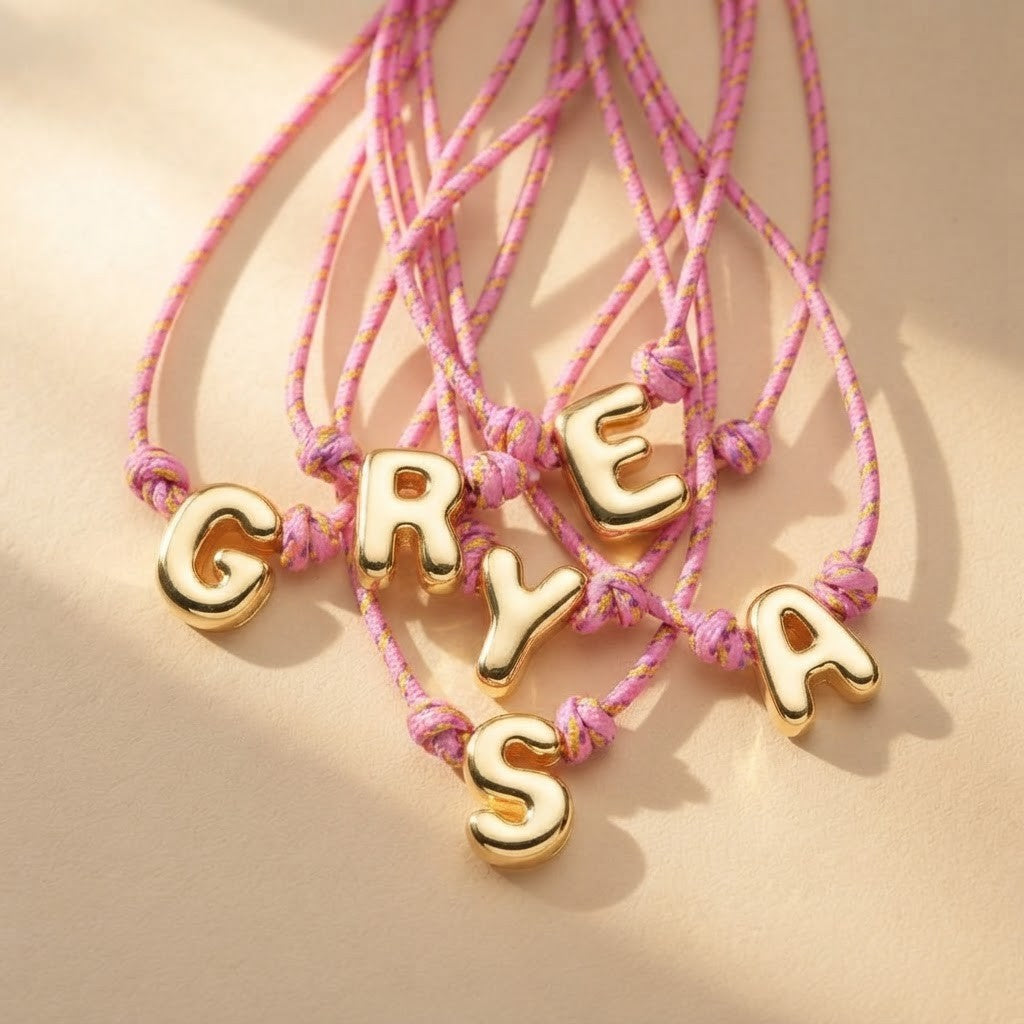 Gold Letter Rope Necklace