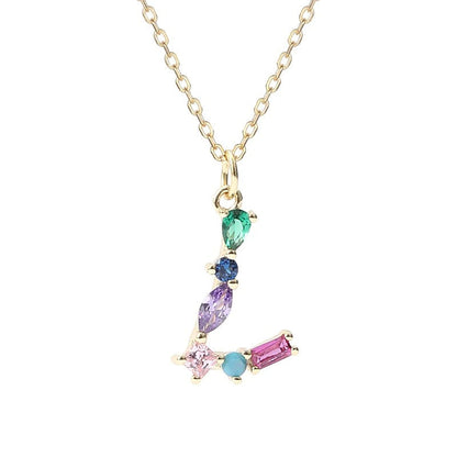 Multicolor Crystal Letter Necklace