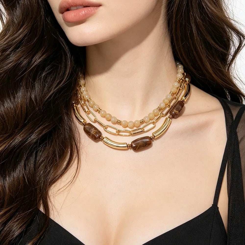 Layered Acrylic Bead Necklace