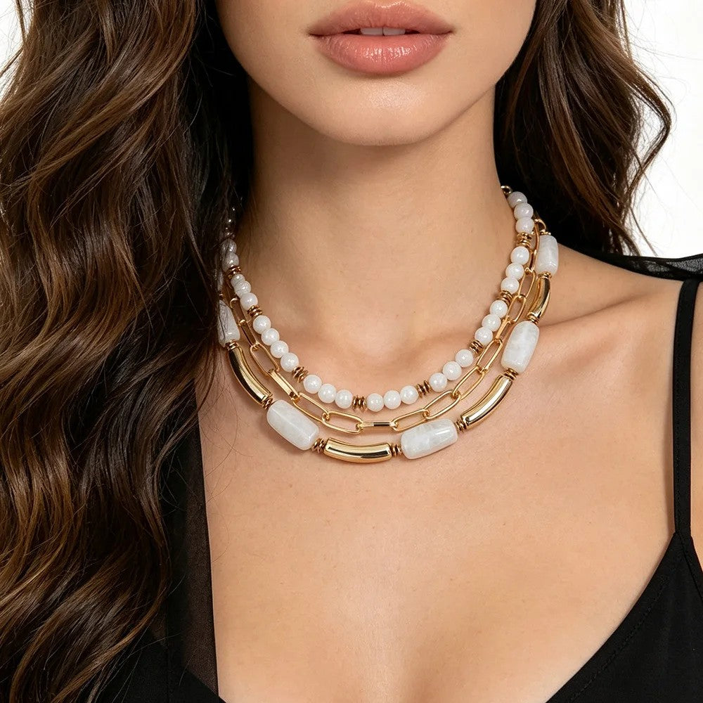Layered Acrylic Bead Necklace