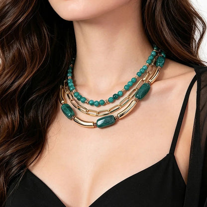 Layered Acrylic Bead Necklace