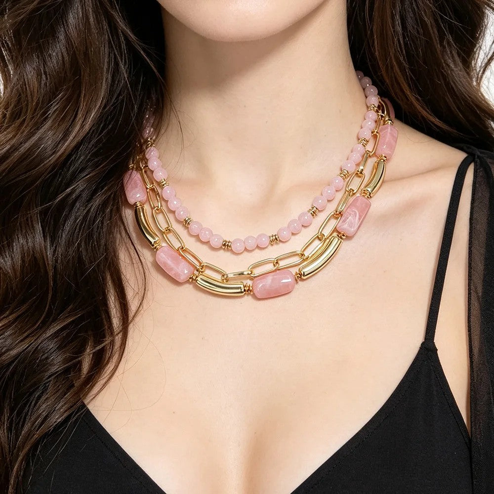 Layered Acrylic Bead Necklace