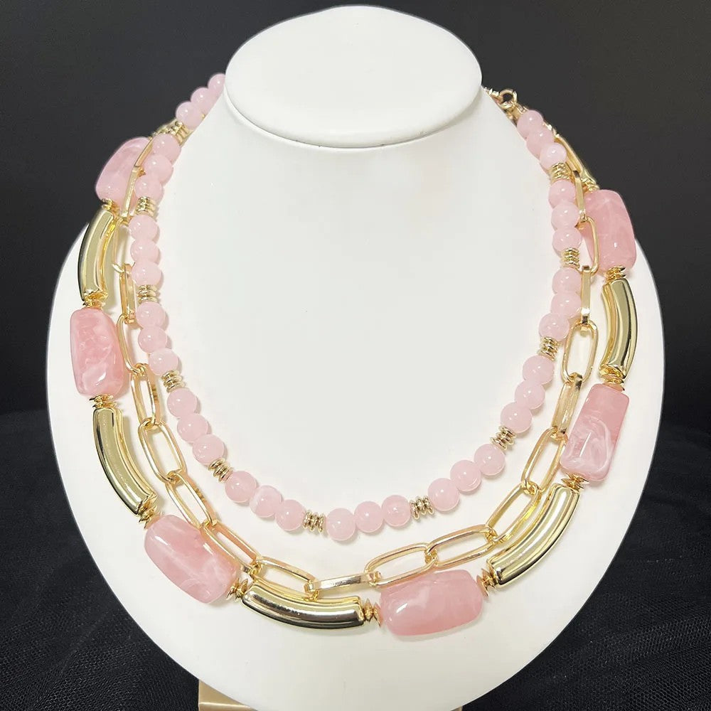 Layered Acrylic Bead Necklace