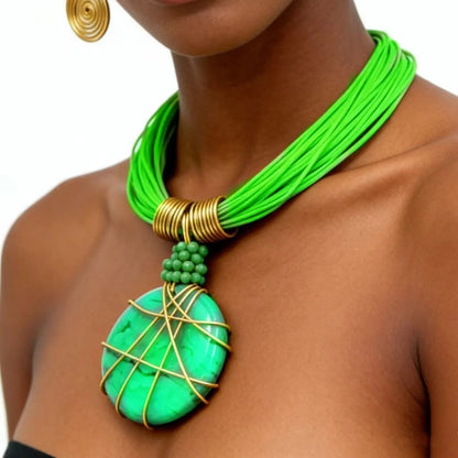 Turquoise Wire-Wrapped Disc Jewelry Set