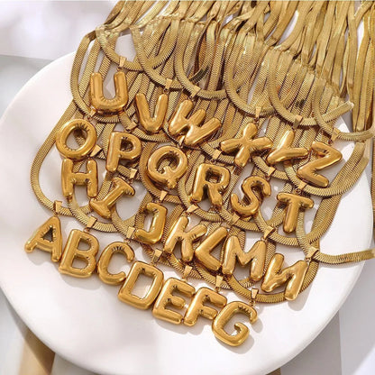 Layered Snake Chain Letter Pendant