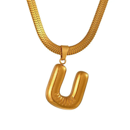 Layered Snake Chain Letter Pendant