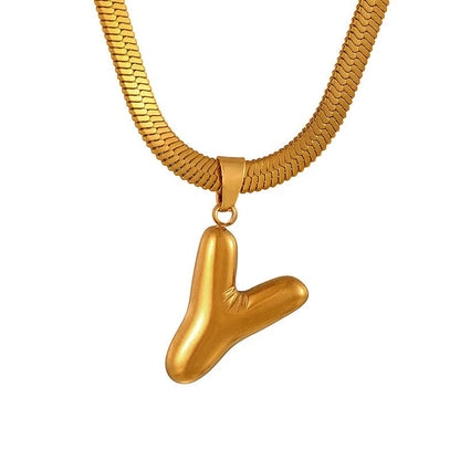 Layered Snake Chain Letter Pendant