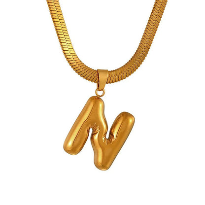 Layered Snake Chain Letter Pendant