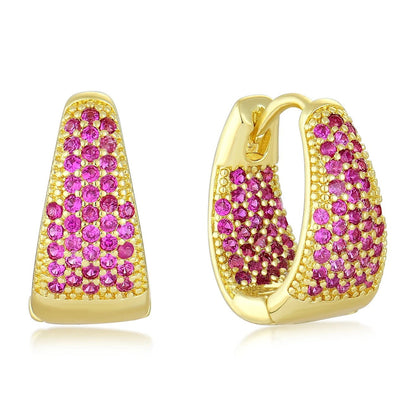 Triangle Pave Huggie Earrings