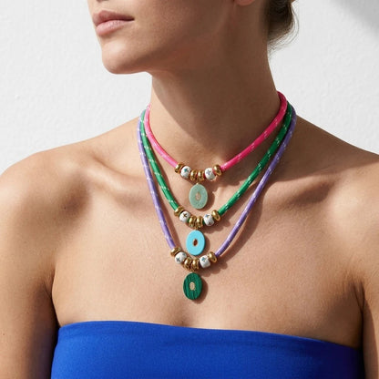 Colorful Stone Pendant Necklace Set