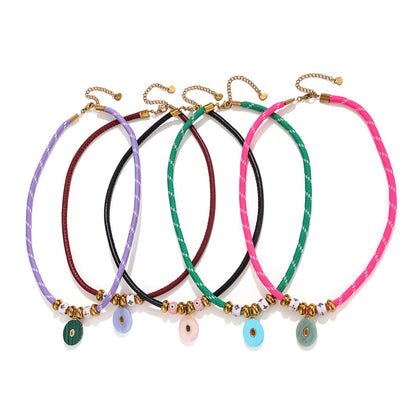 Colorful Stone Pendant Necklace Set