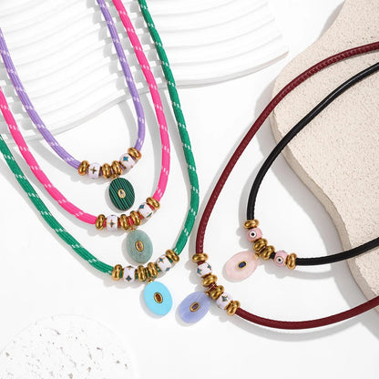 Colorful Stone Pendant Necklace Set