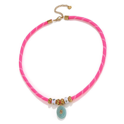 Colorful Stone Pendant Necklace Set