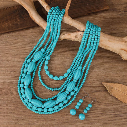 Turquoise Beaded Necklace & Earring Set