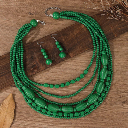 Turquoise Beaded Necklace & Earring Set
