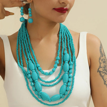 Turquoise Beaded Necklace & Earring Set