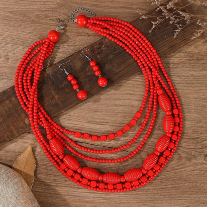 Turquoise Beaded Necklace & Earring Set