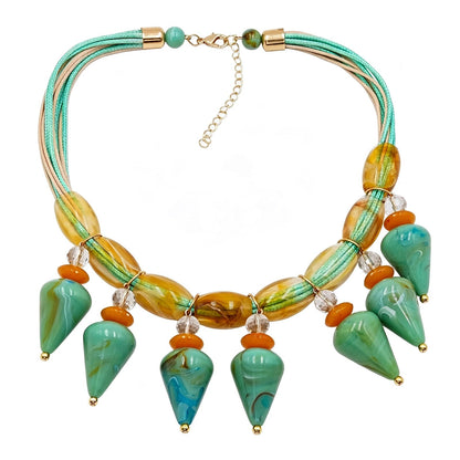 Teal Drop Bead Necklace