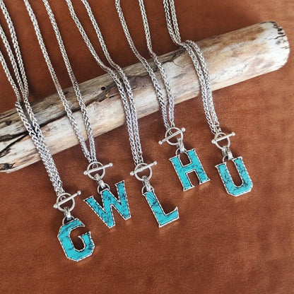 Turquoise Letter Toggle Necklace