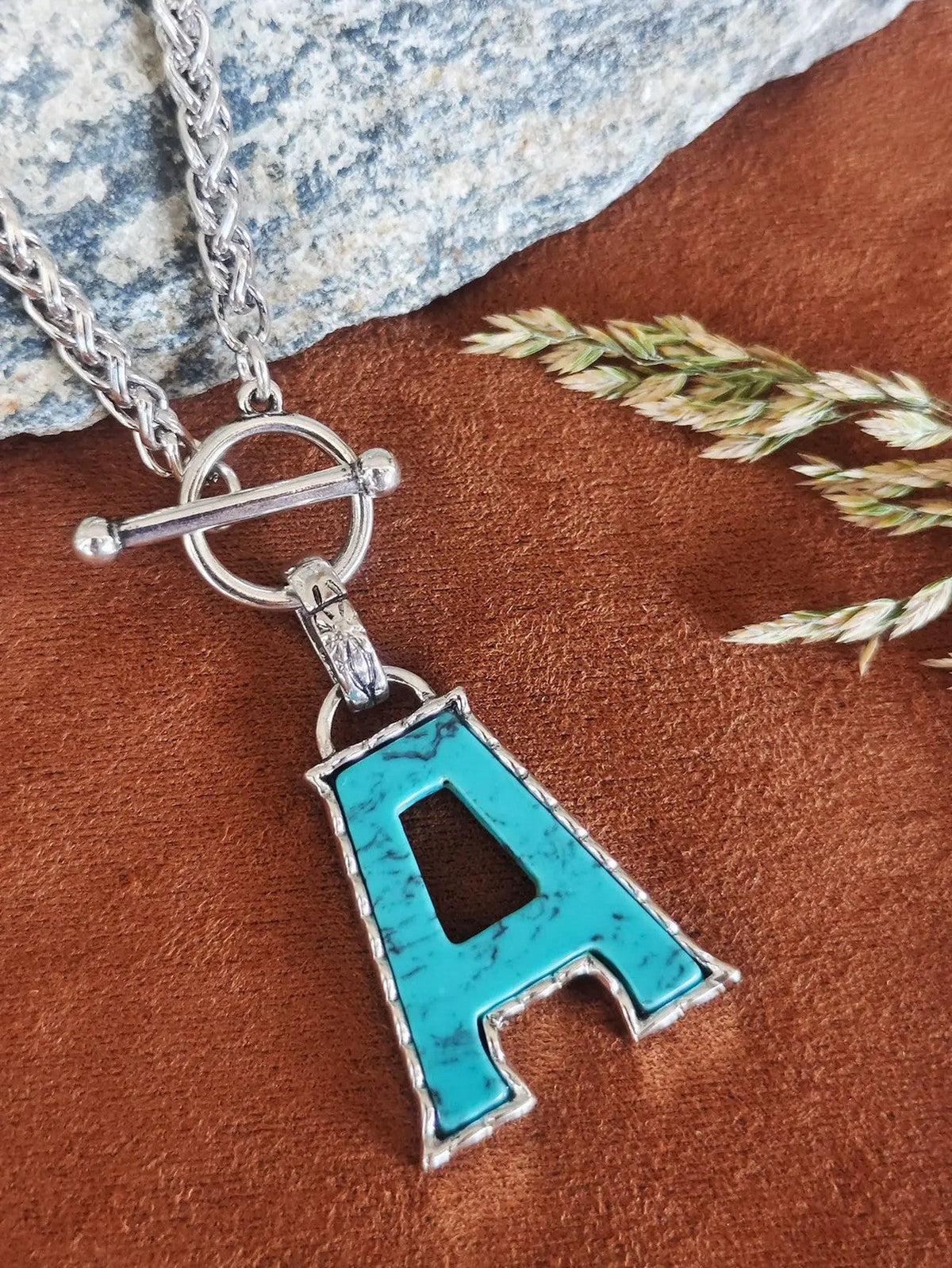 Turquoise Letter Toggle Necklace