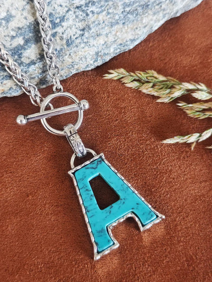Turquoise Letter Toggle Necklace