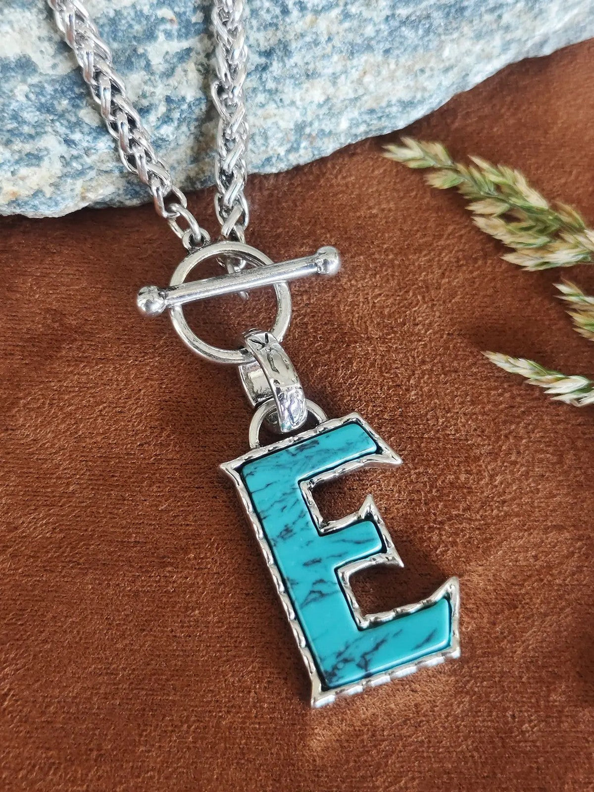 Turquoise Letter Toggle Necklace
