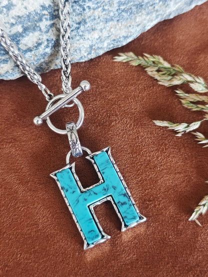 Turquoise Letter Toggle Necklace