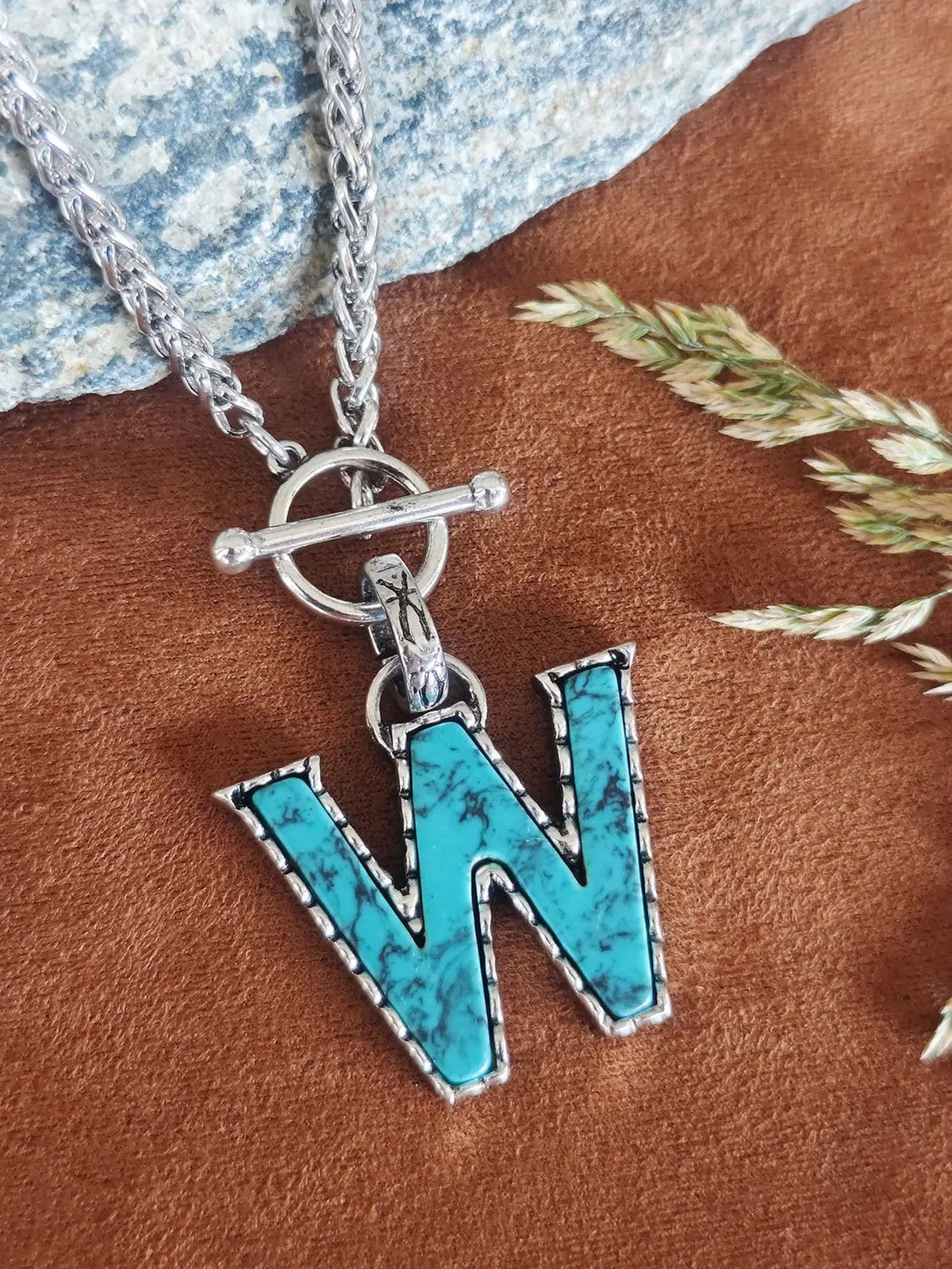 Turquoise Letter Toggle Necklace