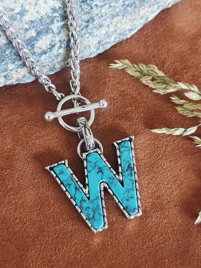 Turquoise Letter Toggle Necklace