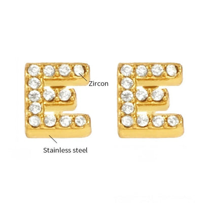 Gold Crystal Initial Letter Stud Earrings