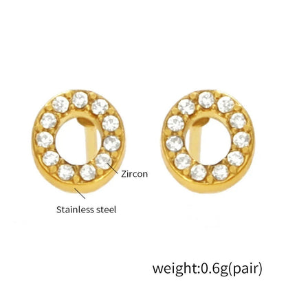 Gold Crystal Initial Letter Stud Earrings