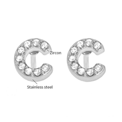 Gold Crystal Initial Letter Stud Earrings