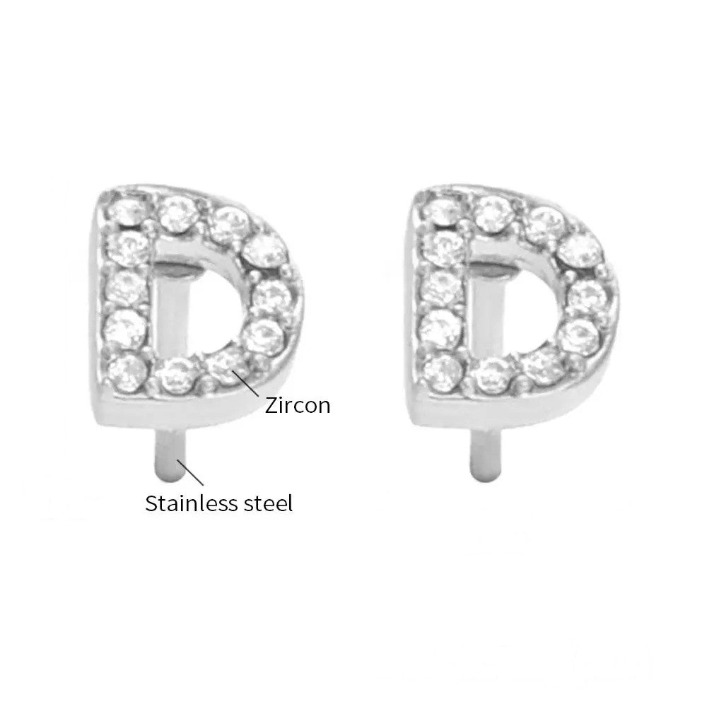 Gold Crystal Initial Letter Stud Earrings
