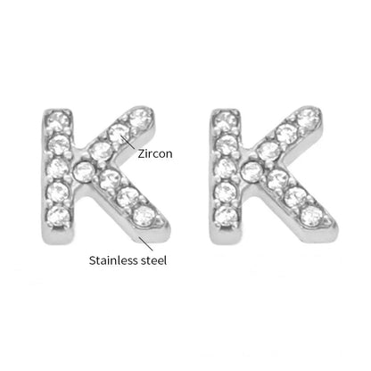 Gold Crystal Initial Letter Stud Earrings