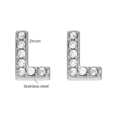 Gold Crystal Initial Letter Stud Earrings