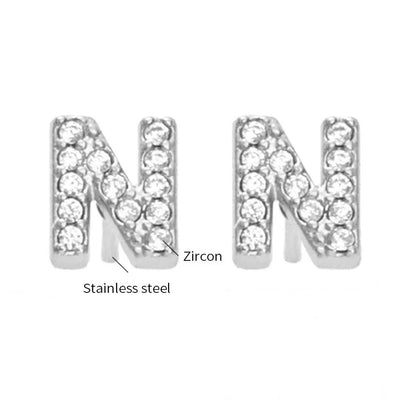 Gold Crystal Initial Letter Stud Earrings