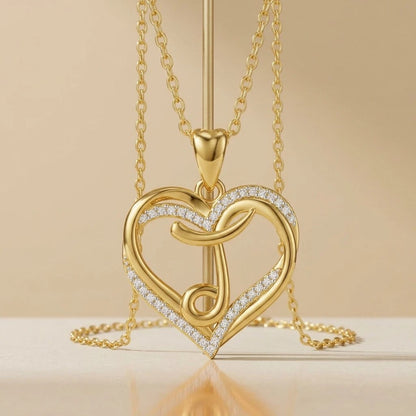 Crystal Heart Love Knot Necklace