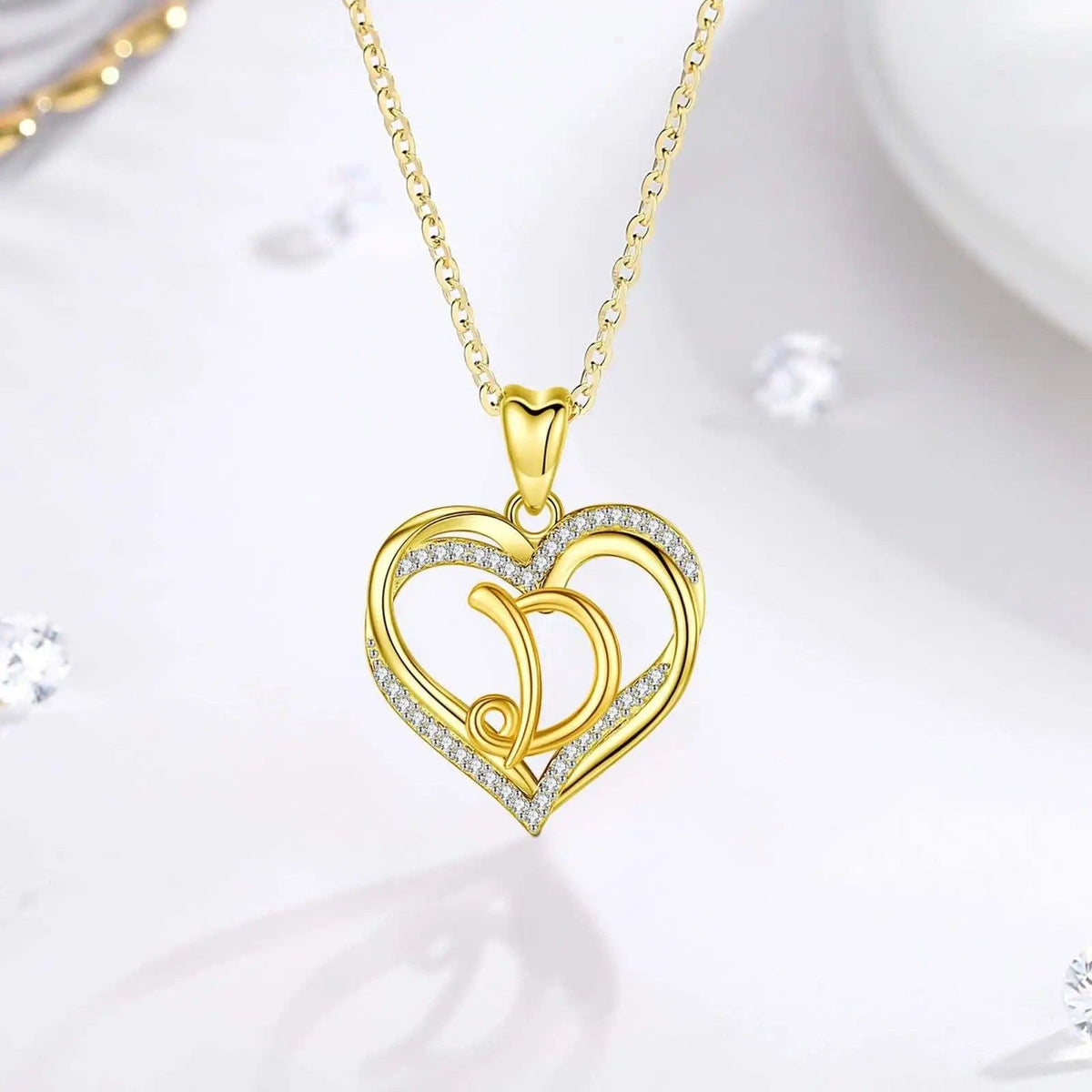 Crystal Heart Love Knot Necklace