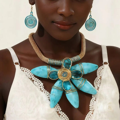 Turquoise Flower Statement Set
